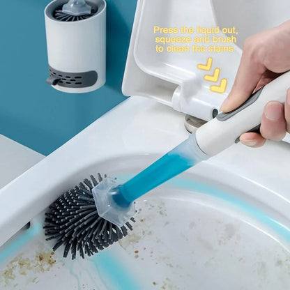 Silicone Toilet Brush with Refillable Handle Dispenser