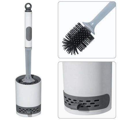 Silicone Toilet Brush with Refillable Handle Dispenser